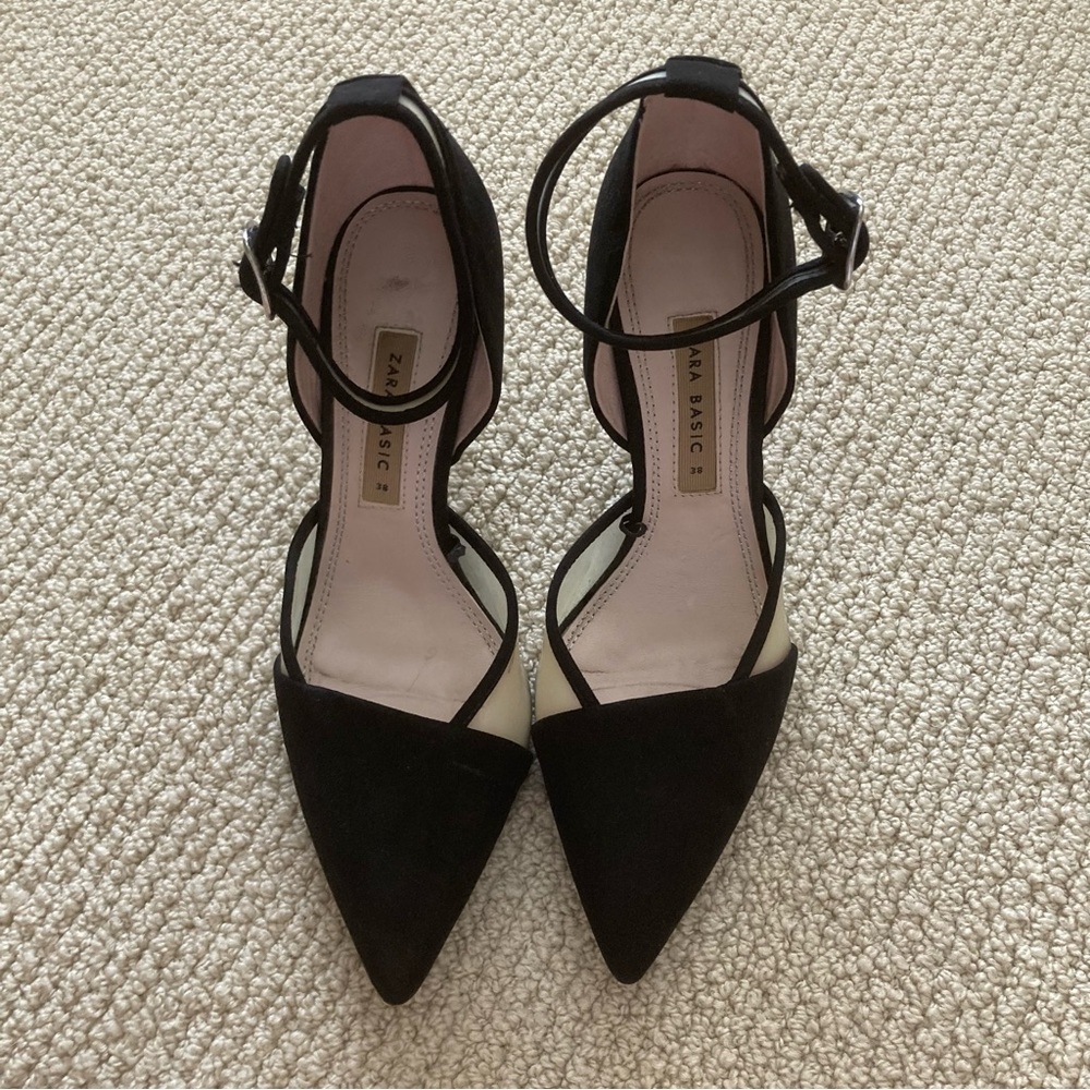 Zara Basic Black Pointed Toe Shoes High Heel Size… - image 7
